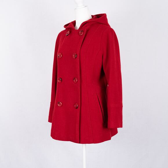 Classic Wool Blend Pea Coat Red Women's SMALL Rory Gilmore Blair Waldorf Gossip - Picture 2 of 5